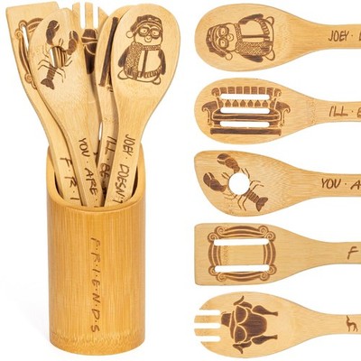 Friends Wooden Spoons for Cooking, 6 Piece Kitchen Utensils Set with