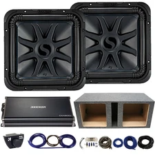Kicker 44L7S122 12" L7 Subs with 43CXA18001 Amplifier Vented Sub Box & Bass Knob