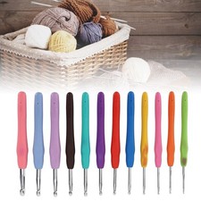 12Pcs Crochet Hooks Needles Soft Rubber Handle Different Sizes Knitting Needles