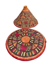 VTG XL Traditional Ethiopian Kuta & Tabaga Set-Nubian African Basket-African Art
