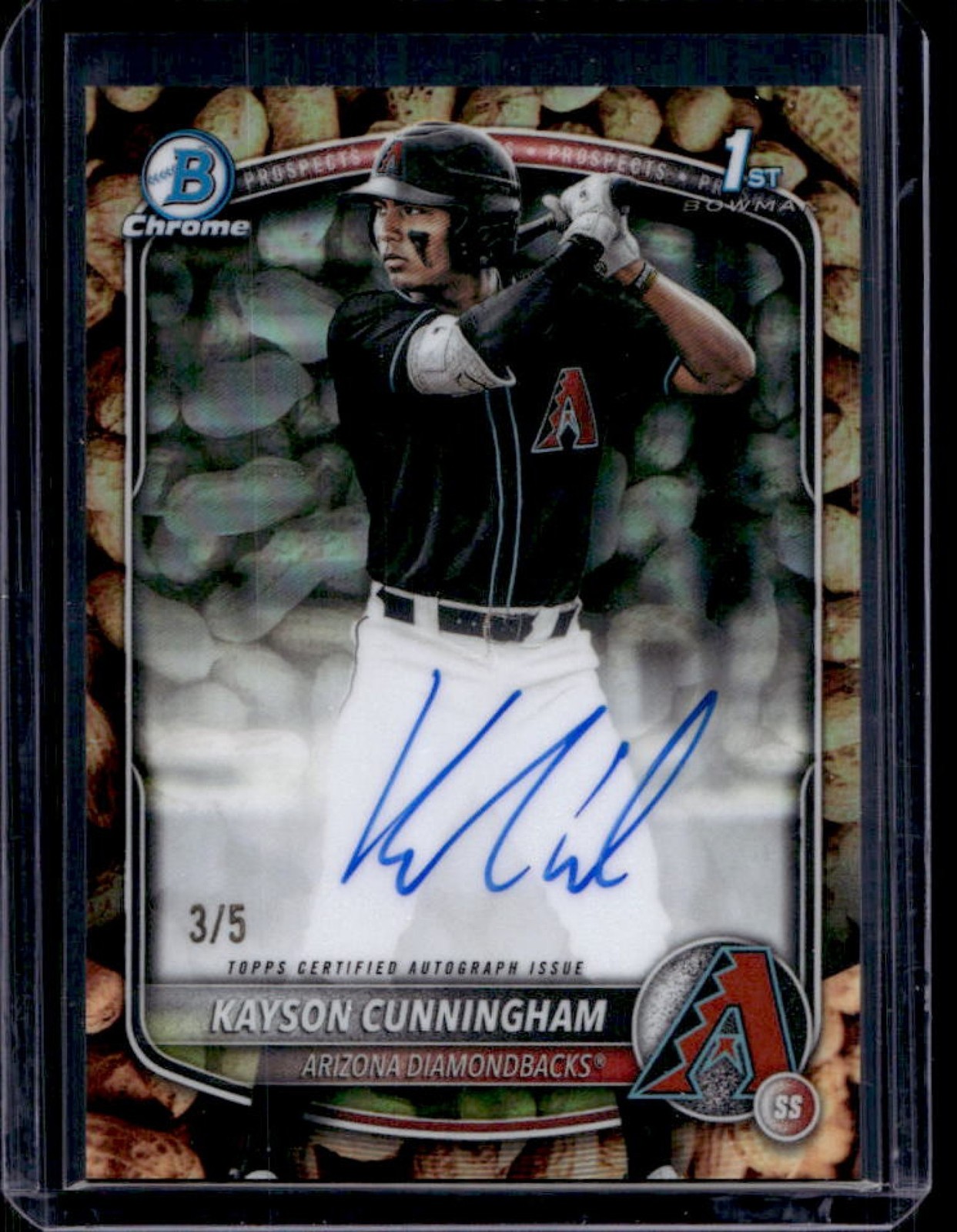 2025 Bowman Draft Kayson Cunningham Chrome Auto Peanuts Refractor 1st #/5