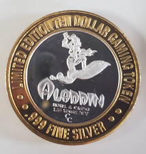 $10 Ten Dollar Gaming Token ALADDIN SINBAD Casino  .60 .999 SILVER Las Vegas