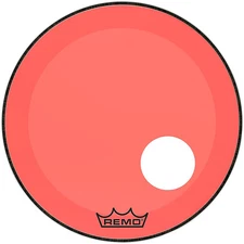 Remo Powerstroke P3 Colortone Red Resonant Bass Drum Head 5" Offset Hole 22 in.