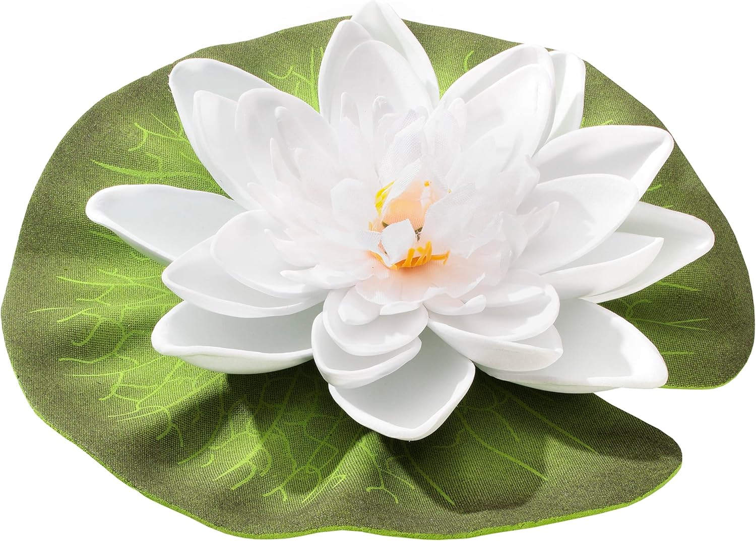 Floating Lily, 5 ½” Diameter, Plastic Plant, Pond/Aquarium Decoration, White