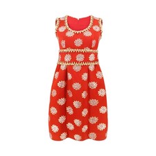 Oscar de la Renta Vintage 1960s Red Metallic Brocade Bubble-Hem Cocktail Dress