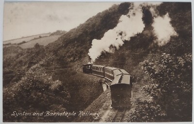 Vintage Postcard Synton Barnstaple Railway Train RPPC Real Photo UK