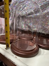 Clear Glass DISPLAY DOME  Wood Base 7-1/2 t x 5 "w Holds items 7"t x 3.5" w 