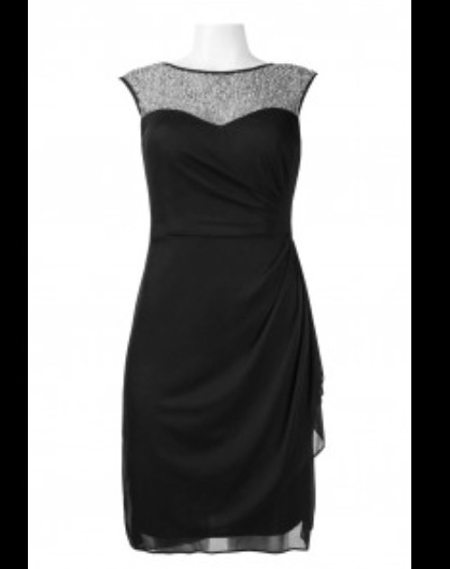 black cocktail dress with rhinestones