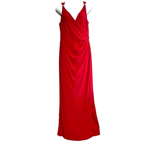 NWT Lauren Ralph Lauren Red Matte Jersey Surplice Wrap Long Sleeve Dress 14  | eBay