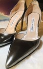 Exquisite MANOLO BLAHNIK Metallic Silver Leather Pumps Shoes - Size 37 EU / 6 US — photo 2