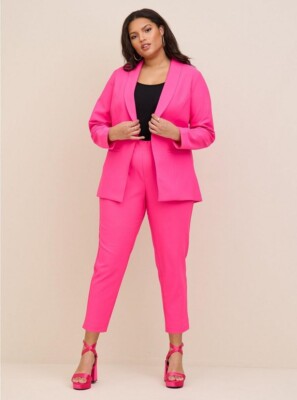 hot pink blazer dress plus size Torrid Hot Pink Blazer Studio Crepe Jersey Classic Shawl Collar NWT New 5X