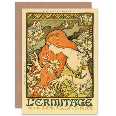 Alphonse Mucha Lermitage Ilustree Altmeister Gemälde Blanko Grußkarte