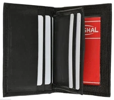Real Leather Compact Business Credit Card Wallet with 2 ID Windows 6 card slots