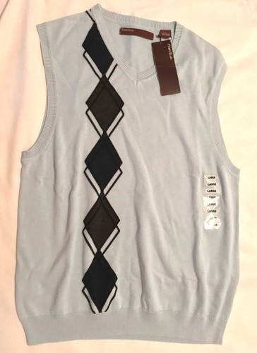NWT PERRY ELLIS Mens Lt. Blue V-Neck 
