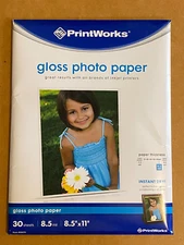 Printworks Gloss Photo Paper 8.5" x 11" 30 sheets 8.5 mil - Brand New
