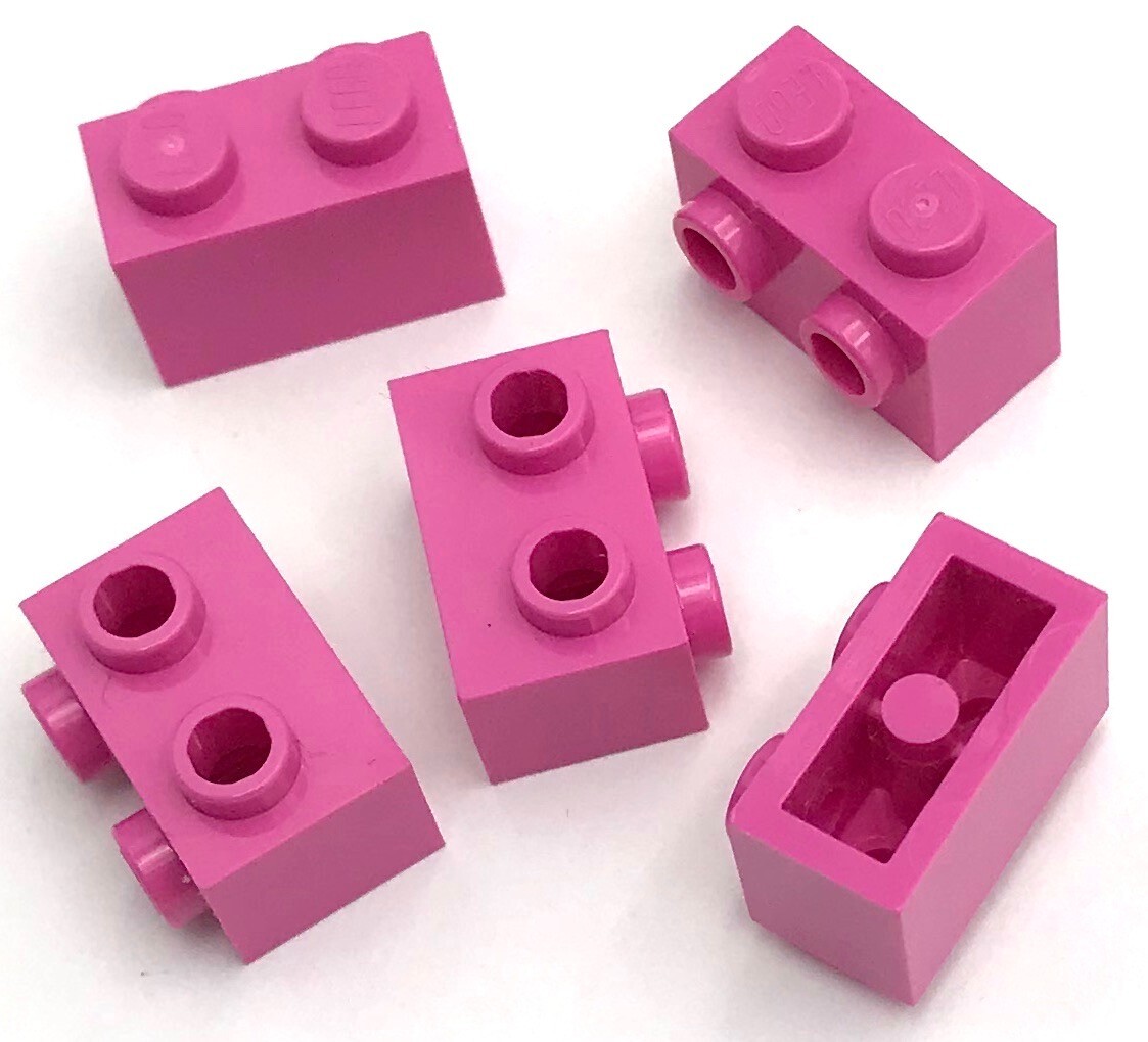 Lego 5 New Dark Pink Bricks Building Blocks Modified 1 x 2 w