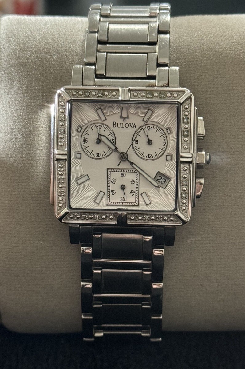 BULOVA Watch 96R000 Diamond Chronograph Silver Tone Band  display picture 3