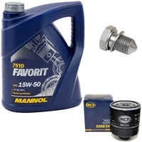 MotoröL ÖLfilter SM836 15W50 5 Liter + ÖLablassschraube FüR Skoda Audi Seat VW