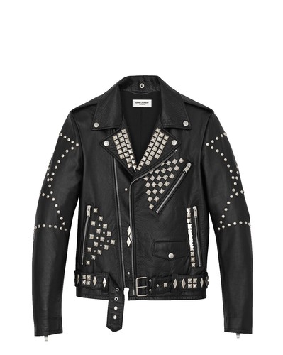 SS16 Saint Laurent Paris Studded Leather Jacket Black Hedi Slimane