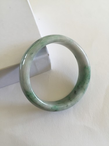 Natural Green White Jade Bangle Bracelet 53 MM - J110 - - Picture 5 of 12