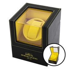 NEW INVICTA IPM546 AUTOMATIC WATCH WINDER 1 SLOT BLACK YELLOW DISPLAY CASE