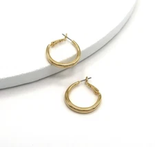 Women's high Fashion 14K Gold Filled Brass Classic Hoop Earrings 1.5 inch