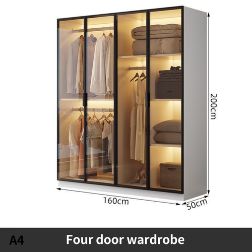 Modern Customisable Wardrobe With LED light Glass door Built-in Closet - Picture 24 of 30