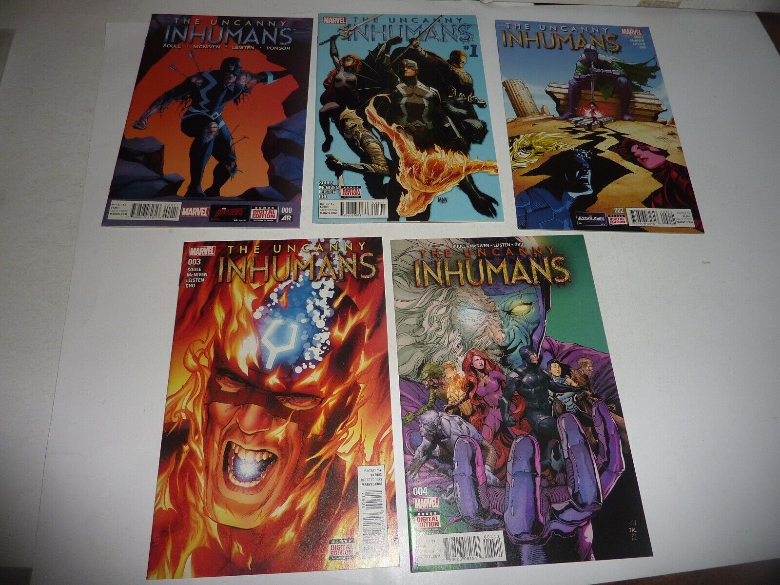 THE UNCANNY INHUMANS Marvel 2015 5 Issue Lot #00 1 2 3 4 Charles Soule Unread NM