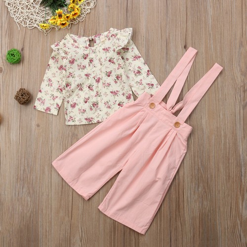 Toddler Kids Baby Girls Clothes Floral Ruffle Top Strappy Trousers Outfits - Picture 5 of 9