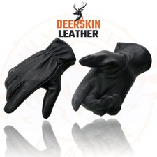 Milwaukee Leather MG7595 Men's Black Deerskin Unlined Motorcycle Riding Gloves