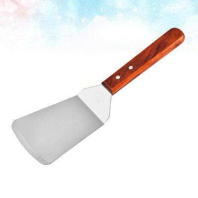  Griddle Accessories Steel Spatula Wooden Handle Pizza Shovel Pancake
