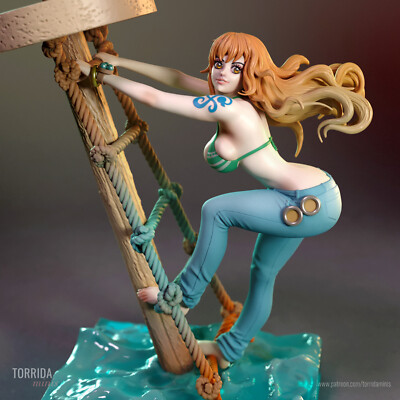 Nami, Cat Burglar, One Piece, sexy Pin-Up, Figur, 3D Druck, Statue, UNBEMALT