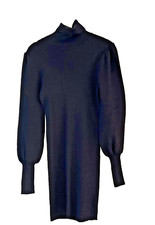 Love Tree Sweater Dress Mini with puff bishop sleeve ribbed Sz M black metallic