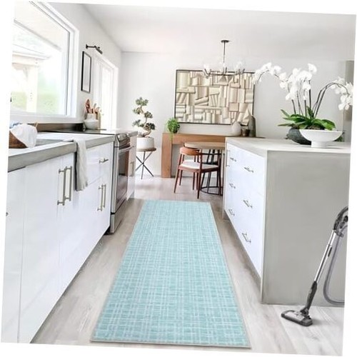 Area Rug 2x6 Modern Rug Runner Washable Mat Soft Faux Wool 2 x 6 FT Teal