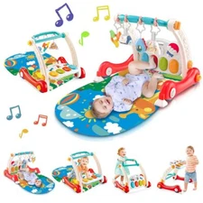 Baby Play Gym Learning Walker Activity Gym Mat Rattle Toy with Play Piano 4 in 1