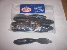 Manns Fat Black Grub Lure Sting Ray Grub Fish Lure 4" Lure Discontinued 6 Pack