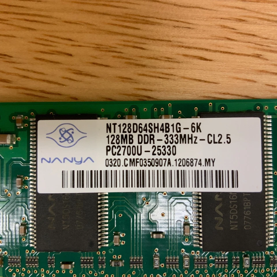 NANYA NT 128D64SH4B1G-6K 128MB DDR-333MHz-CL2.5 PC2700U-25330 - Image 2 of 3