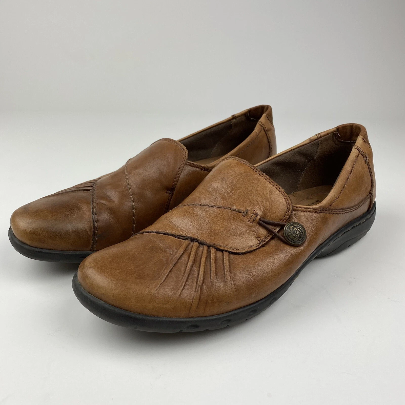 Scarpe basse COBB HILL taglia 8 M in pelle marrone con bottoni antiscivolo di New Balance