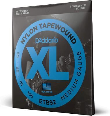 D'Addario ETB92 Medium, Long Scale, XL Nylon Tapewound Bass Strings, 50-105