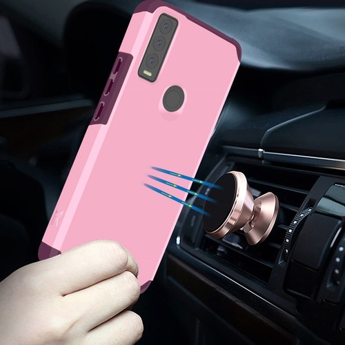 Funda rígida híbrida amigable con montaje para teléfono Cricket Ovation 3 + vidrio templado - Imagen 22 de 56
