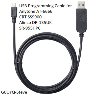 USB Programming Cable for Anytone AT-6666 CRT SS9900 Alinco DR-135UK SR-955HPC