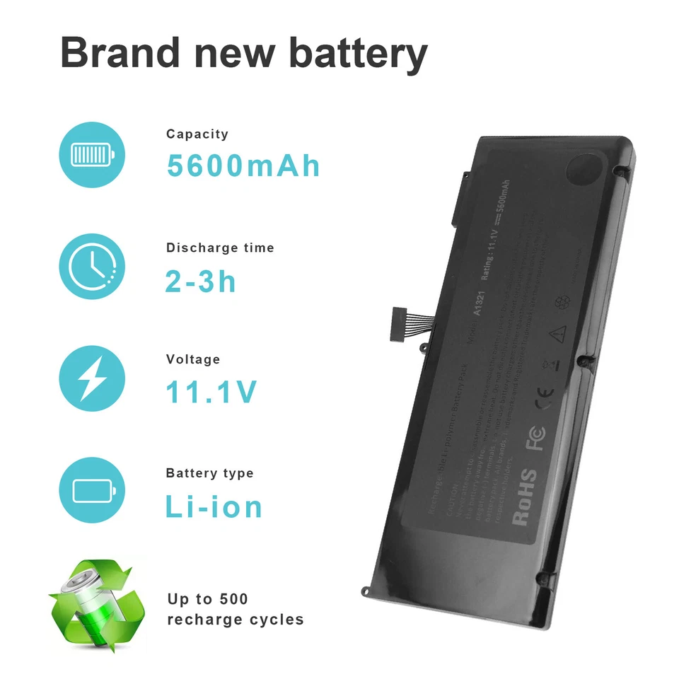 Batería A1321 A1286 para Apple Macbook Pro 15 pulgadas mediados de 2009 2010 versión MB986 Foto 2 de 4