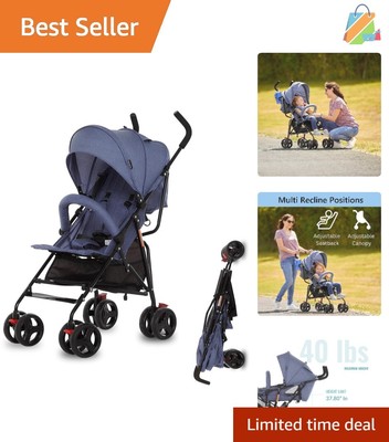 Multi-Position Recline Umbrella Stroller with Extra Storage & Safety Features