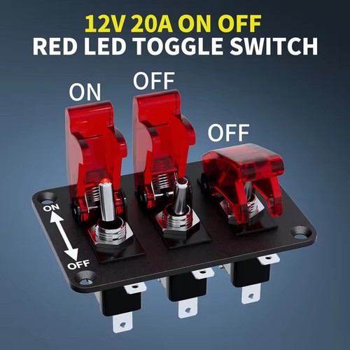 Car Toggle Switch Panel 12V 20A 3 Gang with Quick Off Cover for Racing Spot New - Picture 3 of 11