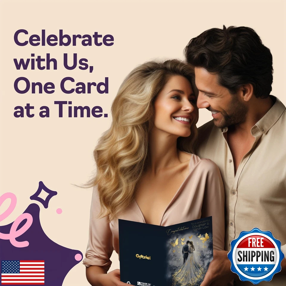 Daughter and Son in Law Wedding Card - Gold Butterflies Happy Couple - Golden - Image 4 of 4