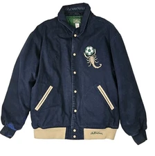 Vintage Stall & Dean Scorpions Mens Jacket Coat Navy Blue Tan Canvas Sz 3XL RARE