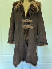 Gerard Darel Womens Genuine Shearling Coat Brown Size 42 (uk 12 Approx)