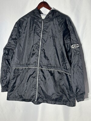 Wilson Men's Windbreaker Jacket - Full Zip Long Sleeve Lightweight Size L Black