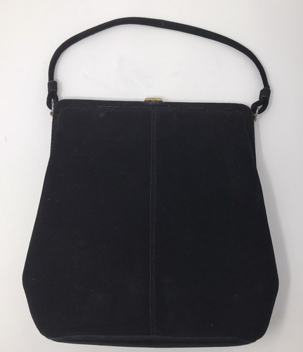 Borsa da sera Lewis Crown in pelle scamosciata nera borsa cocktail essenziale ballo formale vintage - Foto 4 di 12
