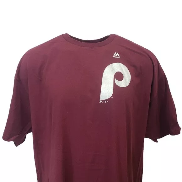 Philadelphia Phillies MLB Majestic Vintage Style Maroon Men's T Shirt